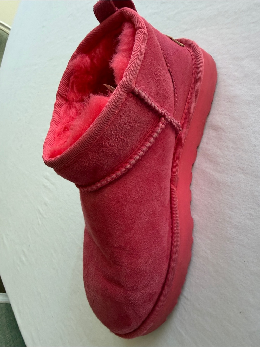 Ugg Plush Pink mini Shearling Slip-On Boots - Picture 8 of 9